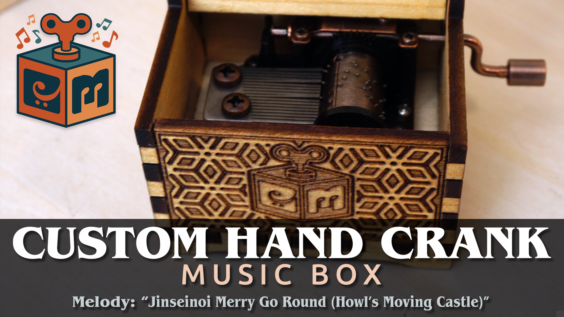 Hand Cranked Wooden Wave Machine Music Box