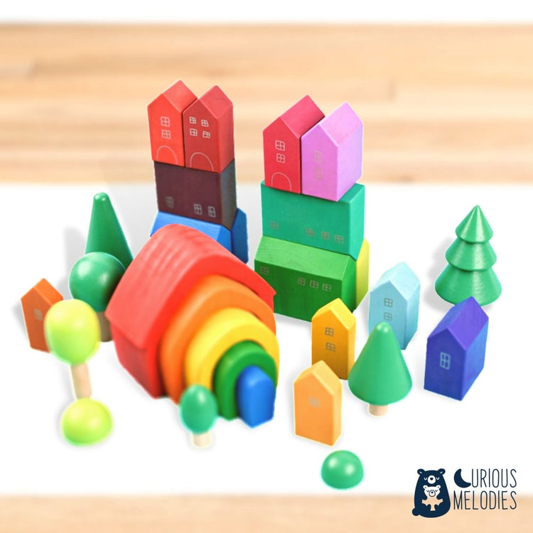 Rainbow House Nesting Stacking Toy - Rainbow House Nesting Stacking Toy - Curious Melodies
